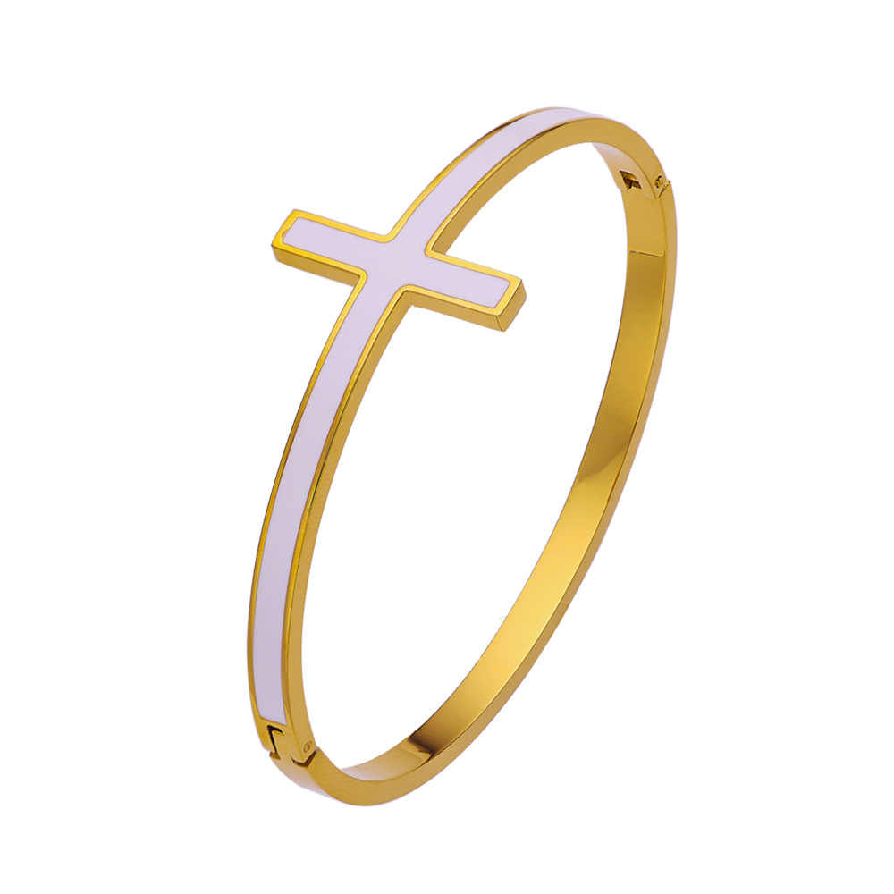 Narukvica Cross Bangle - gold/white