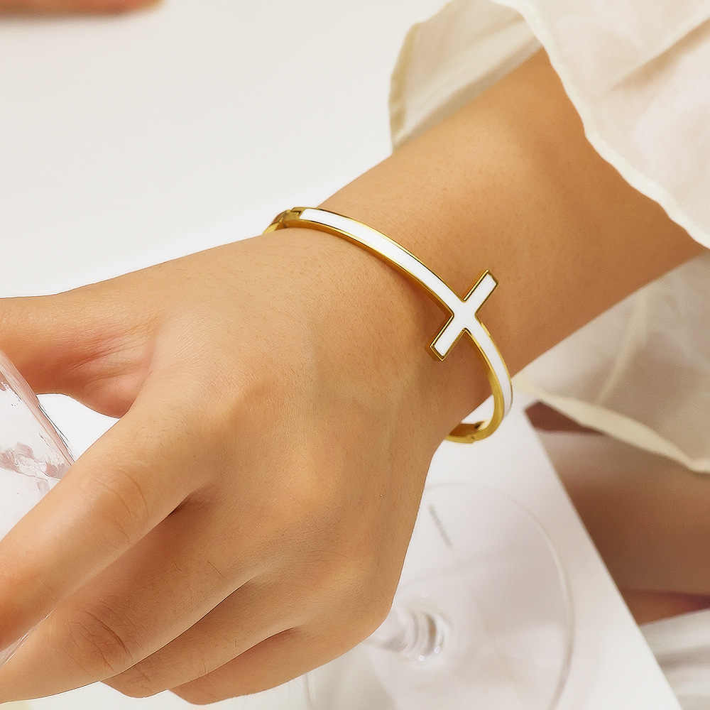 Narukvica Cross Bangle - gold/white
