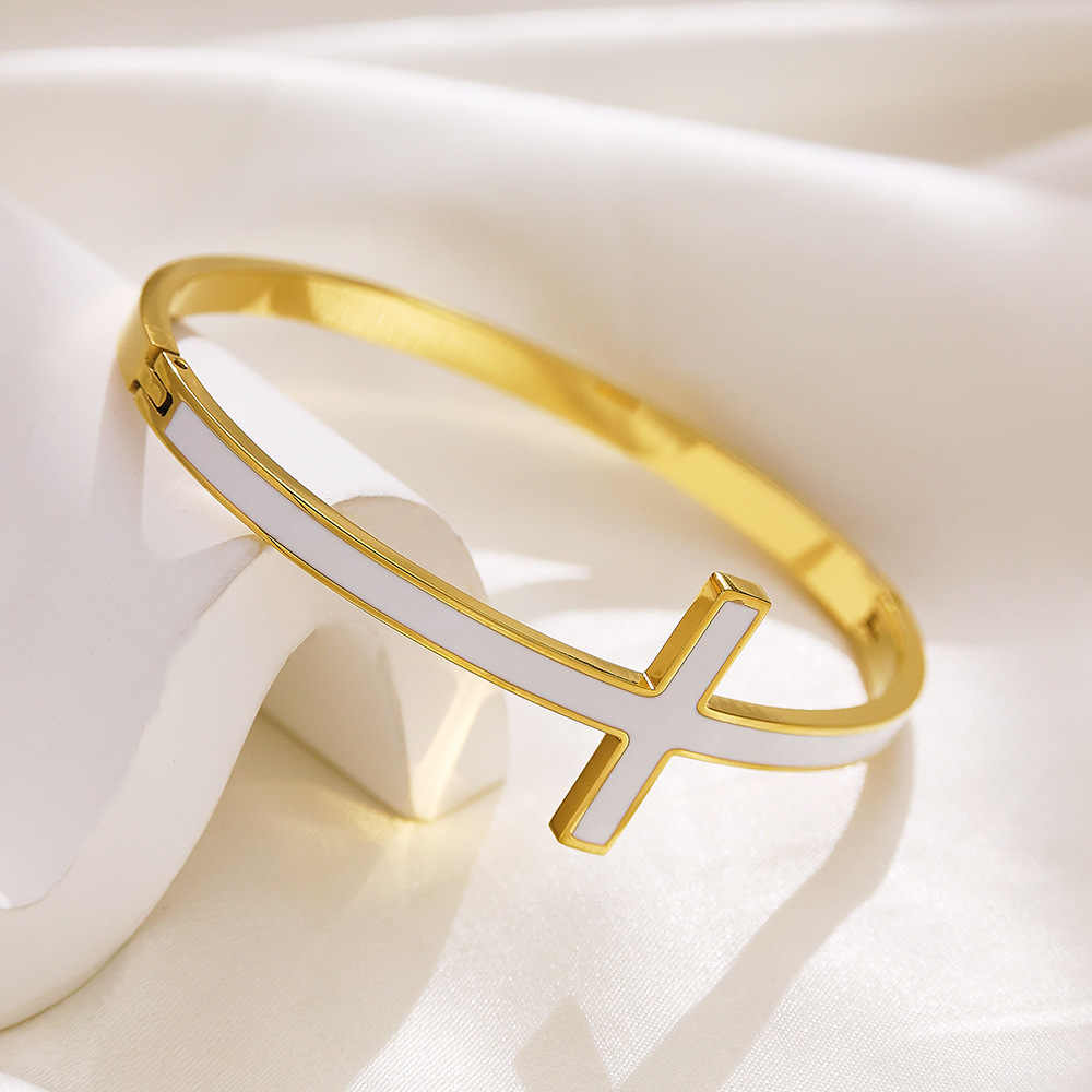 Narukvica Cross Bangle - gold/white